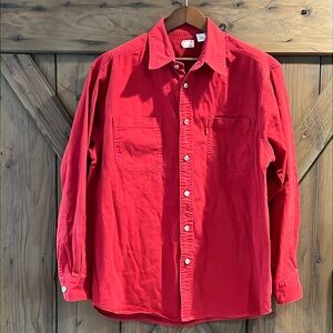 VTG Y2K Levis Denim Mens Large Long Sleeve Shacket Shirt Jacket Red Western